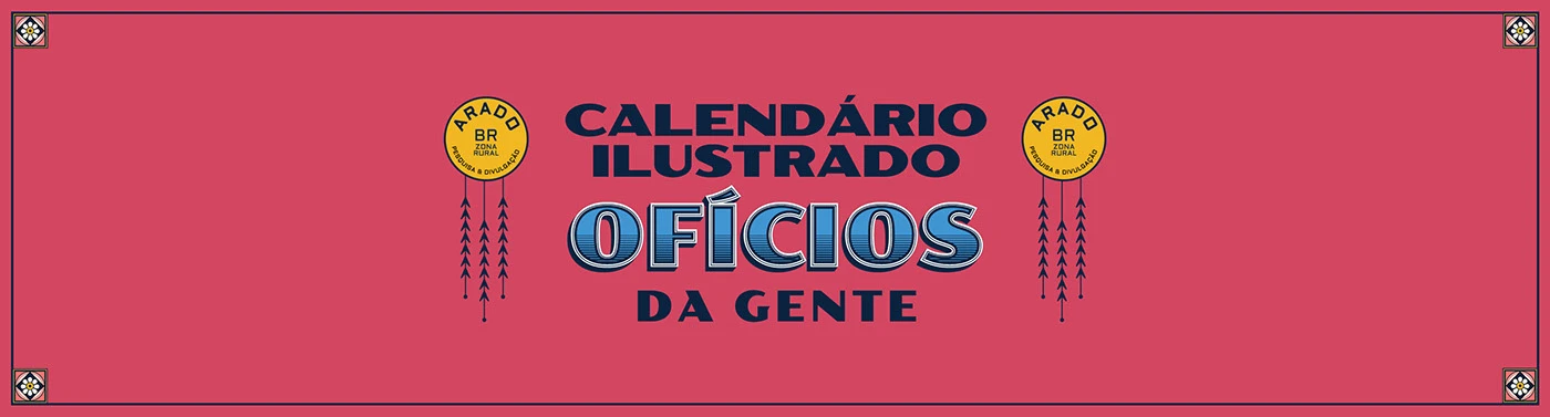 Faixa rosa do Calendário Ilustrado 2024 Ofícios da Gente