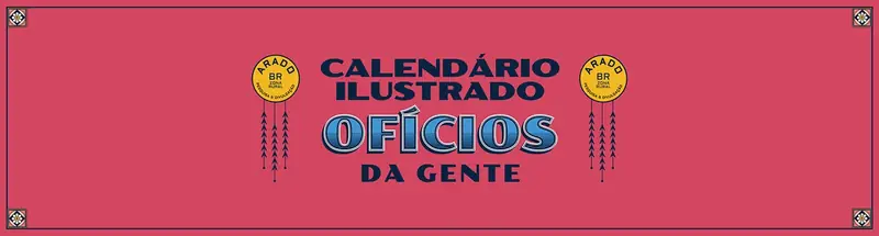 Faixa rosa do Calendário Ilustrado 2024 Ofícios da Gente