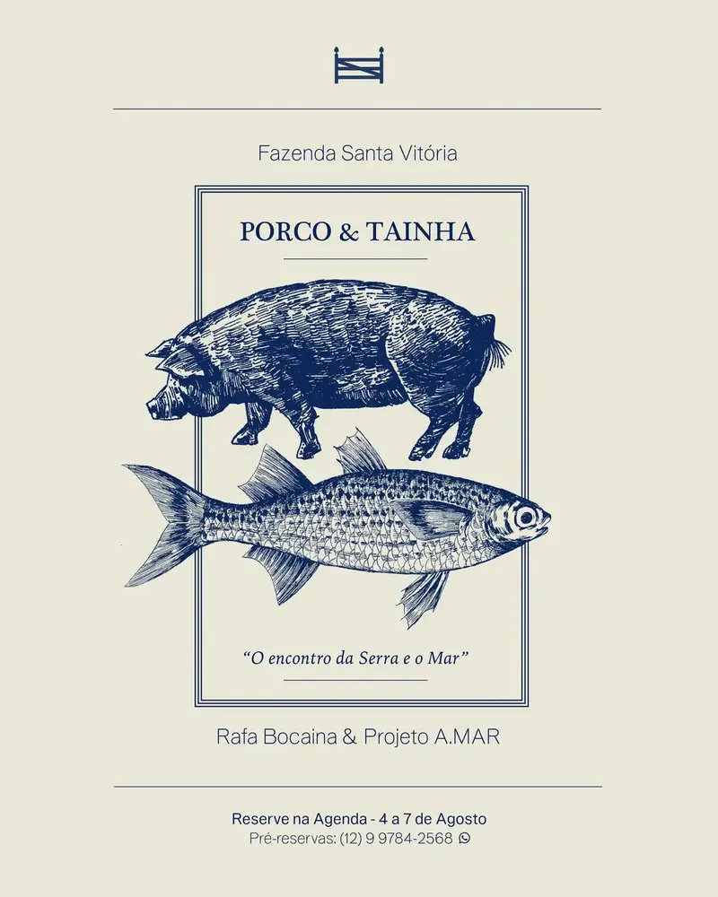Prato de comida caiçara sobre grelha de ferro